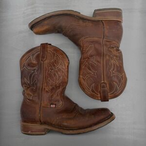 Double-H Western Boots Brown Leather Square Toe DH3560 Mens 12.0 B